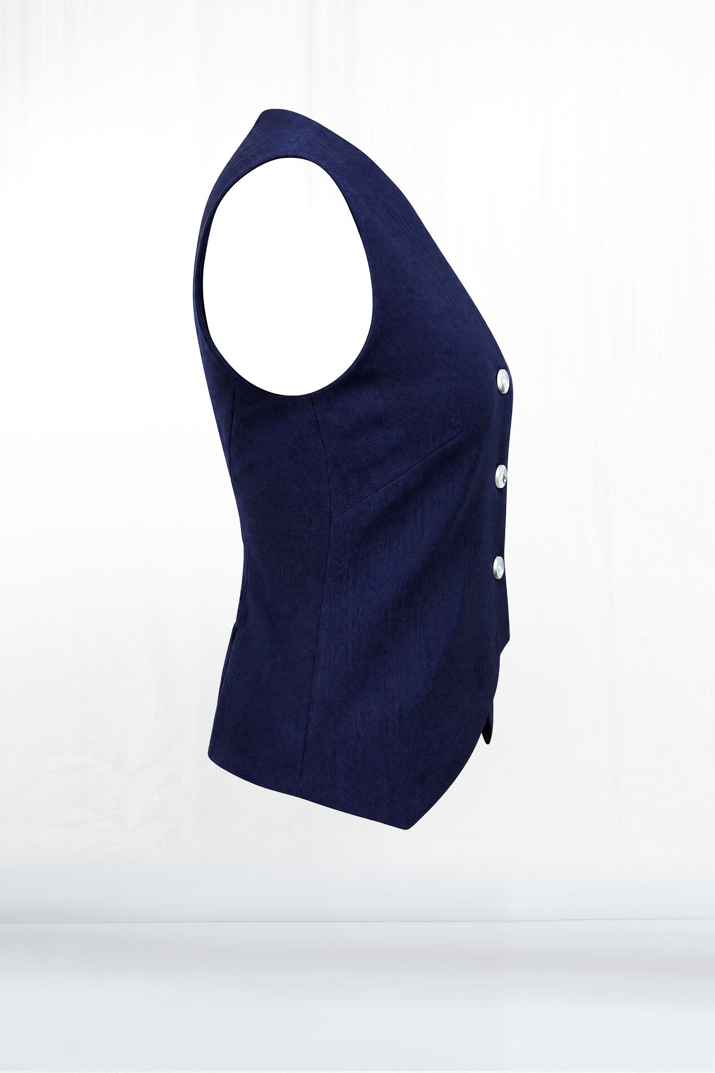 Asymmetrical Three Button Navy Vest