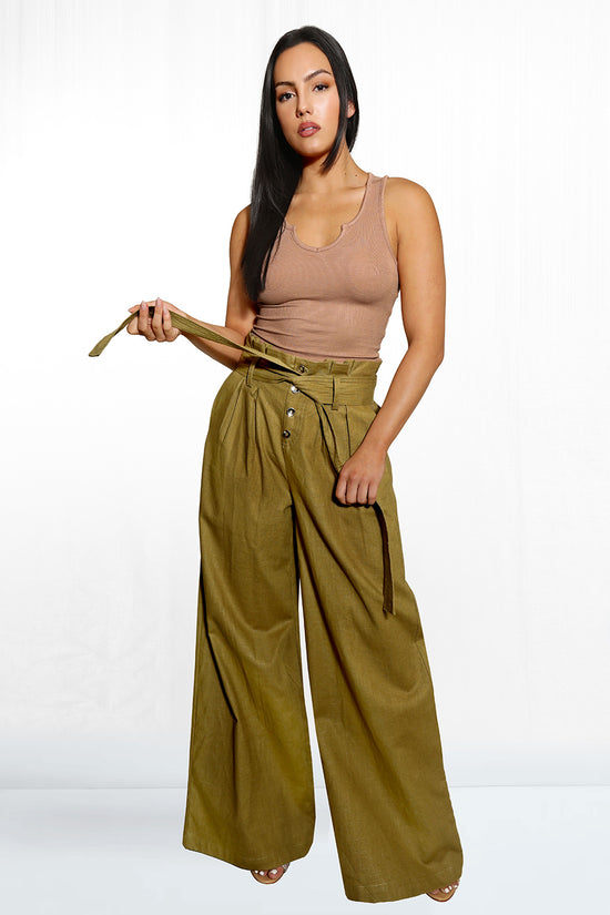 Croc Belted Waist Pant