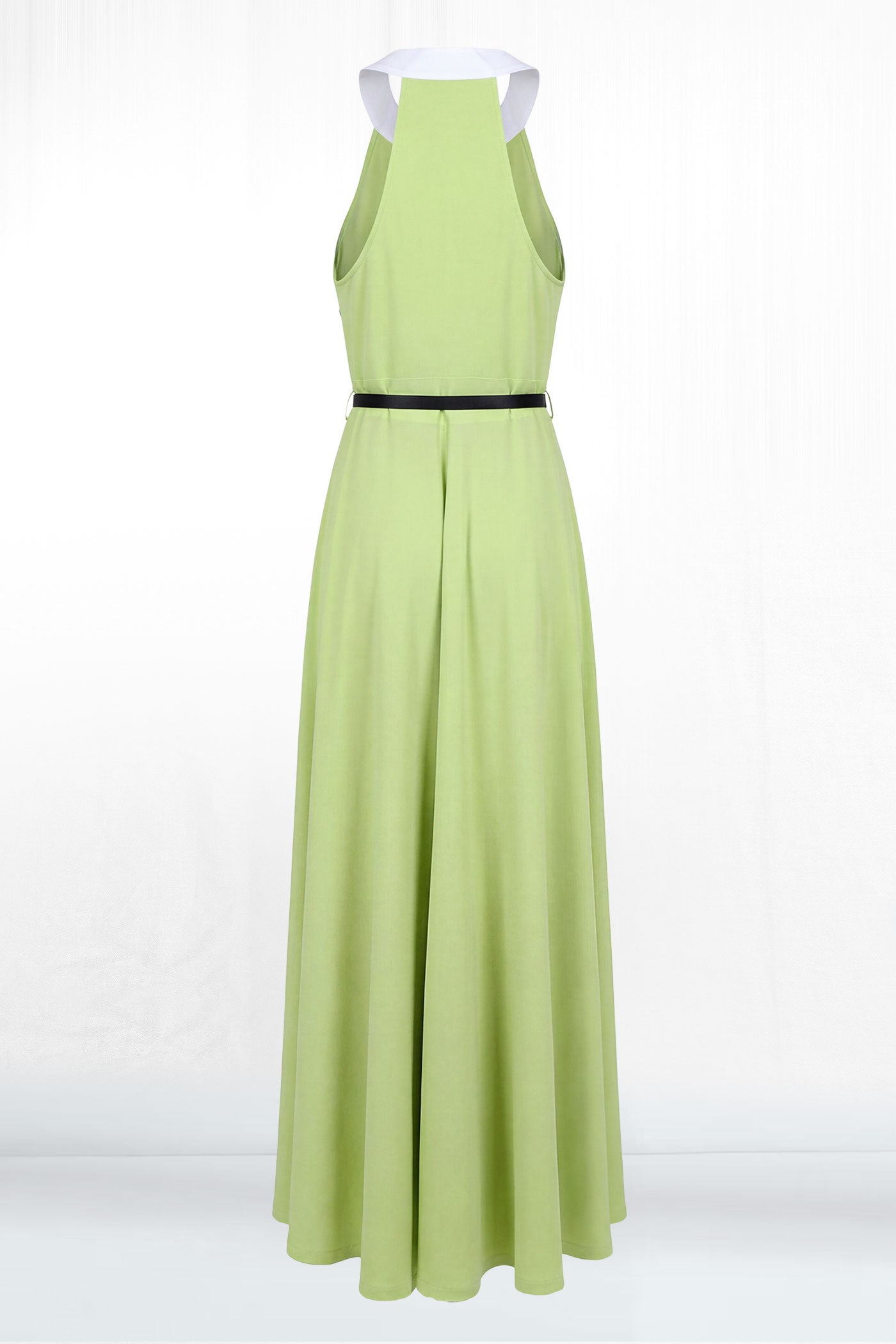 Talia Sleeveless White Collar Shirt Dress - Lime