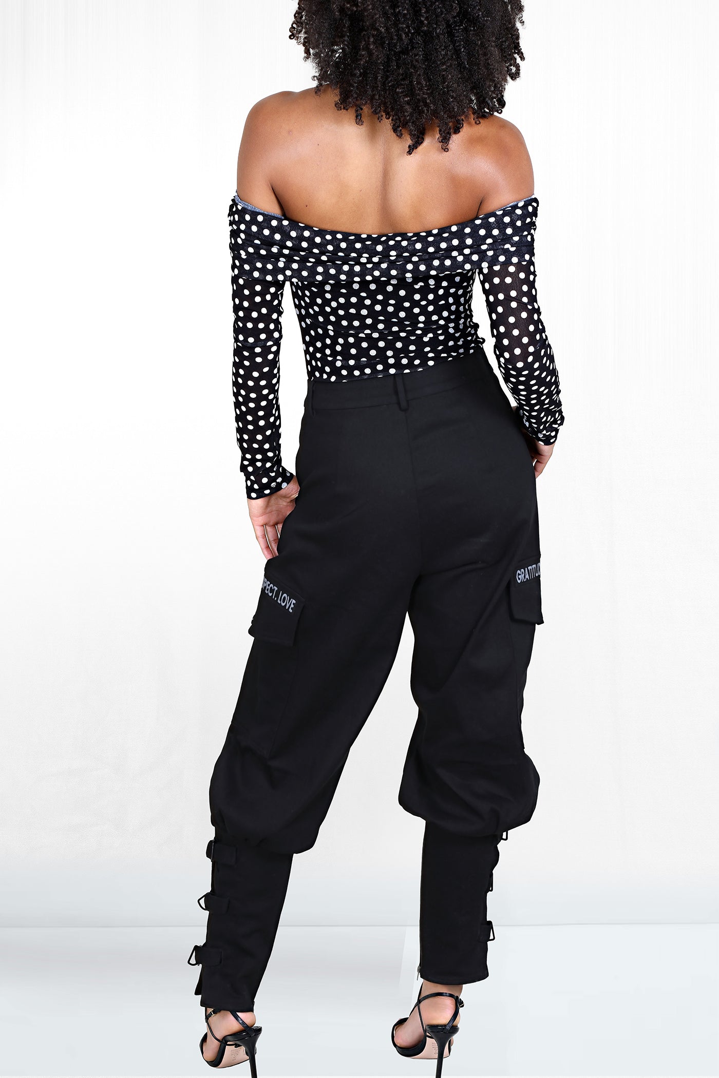 GRL Signature Snap Cargo Criss Cross Ankle Black Pant