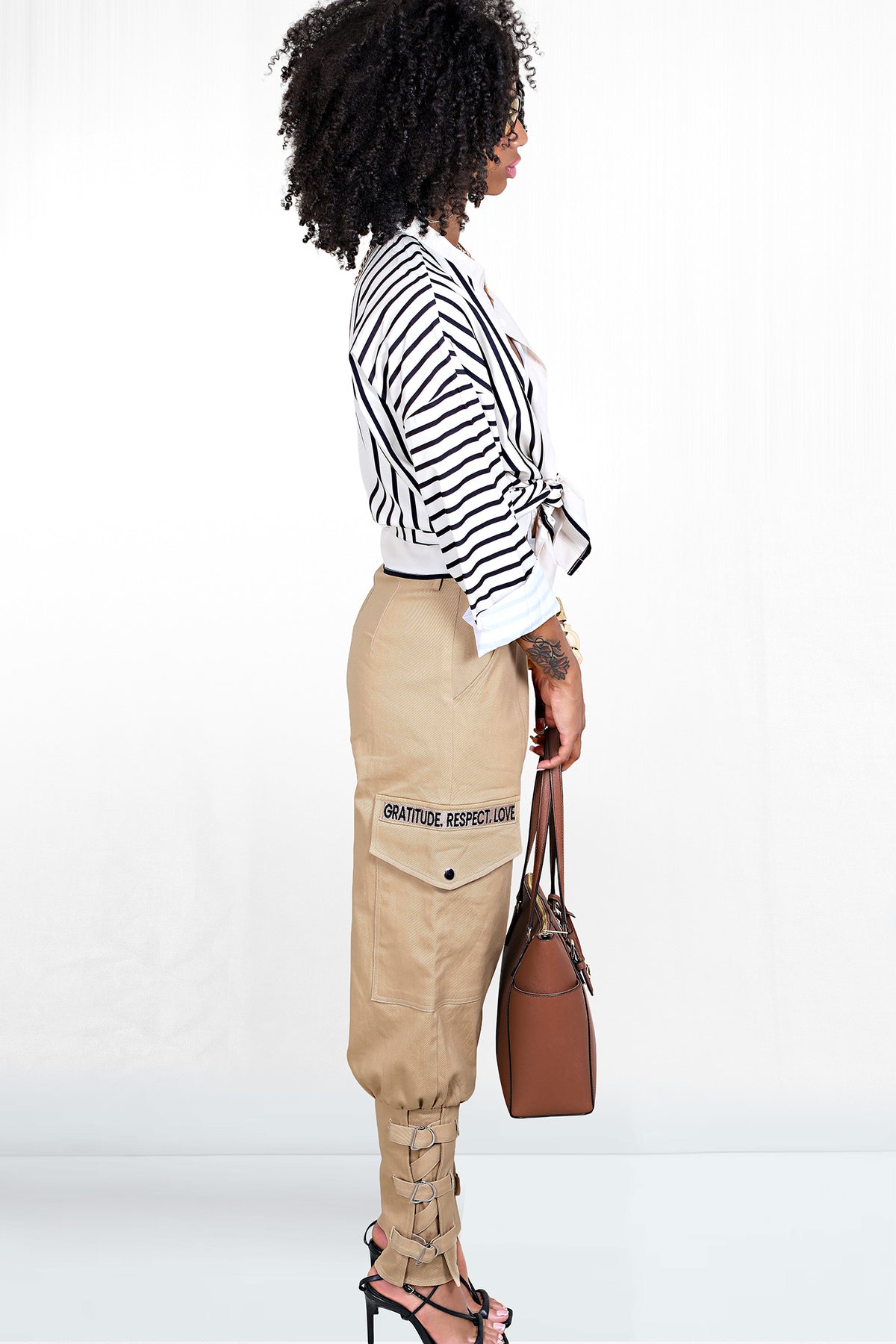 GRL Signature Snap Cargo Criss Cross Ankle Chino Pant