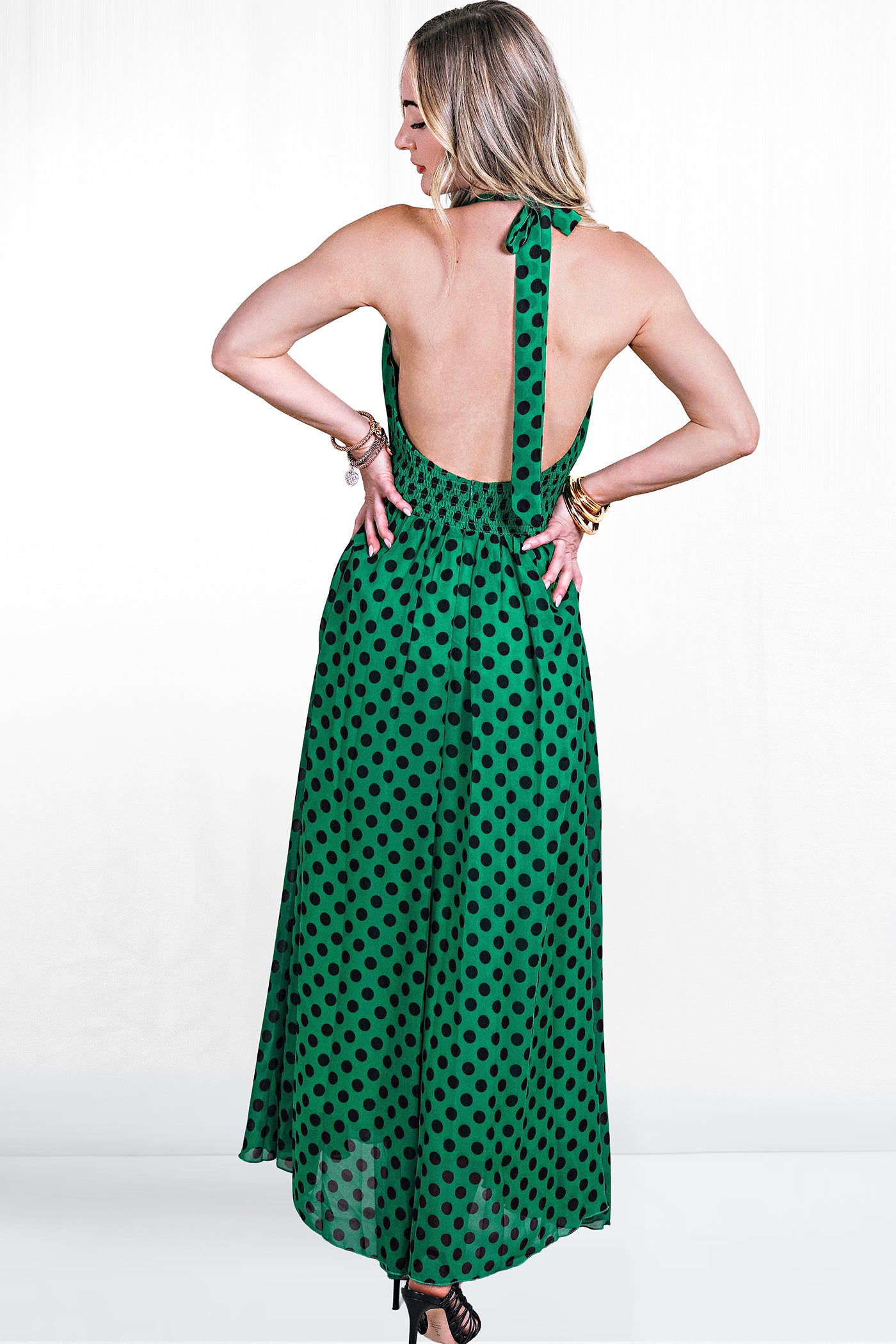 Jazzie Halter Tie Polka Dot Dress