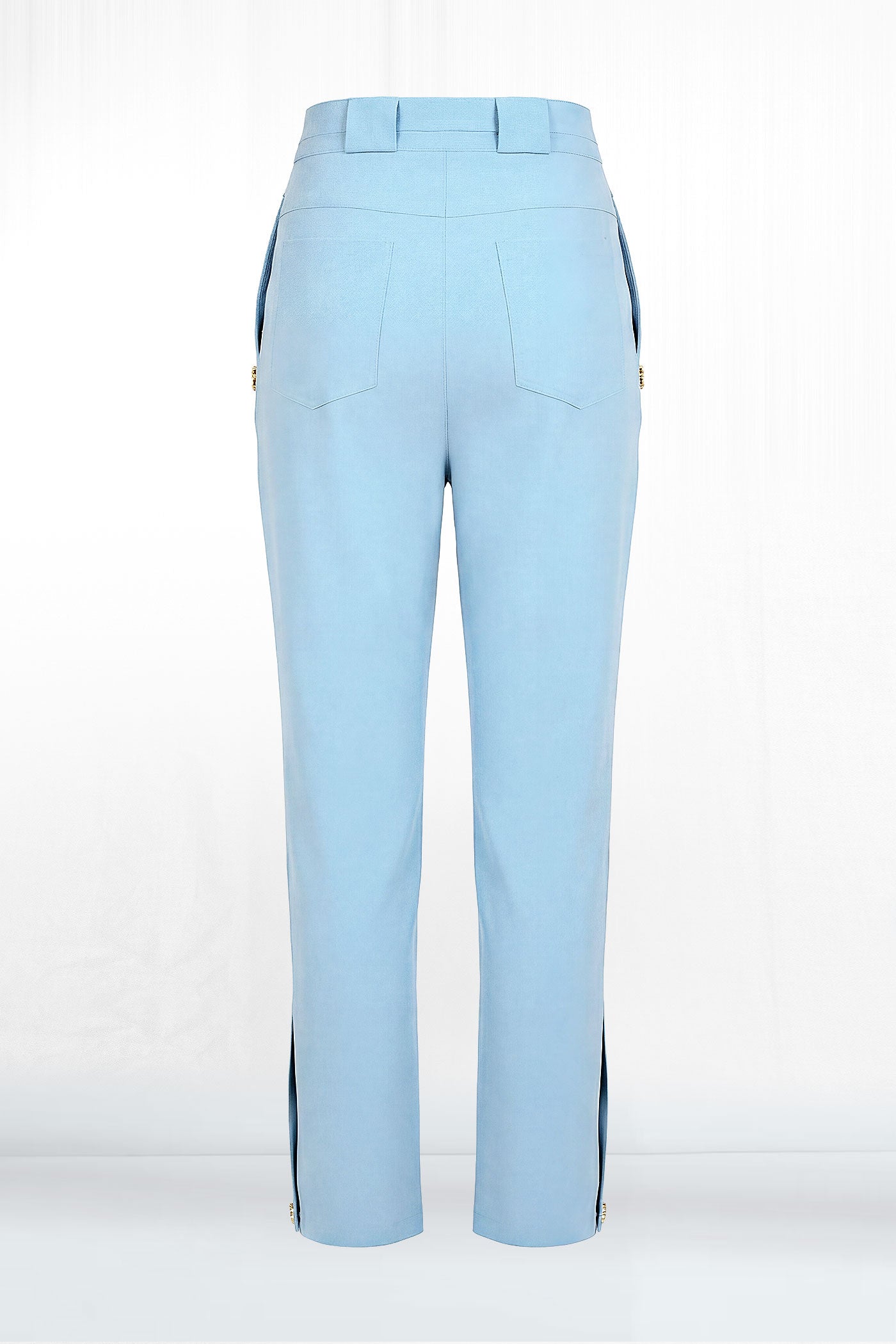 Kayla Cropped 3-Button Ankle Gold Buckle Belted Pant