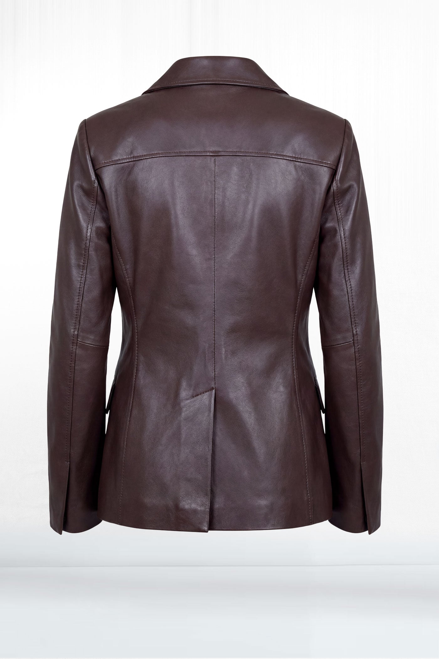 Kelsey Two Button Wide Lapel Leather Blazer