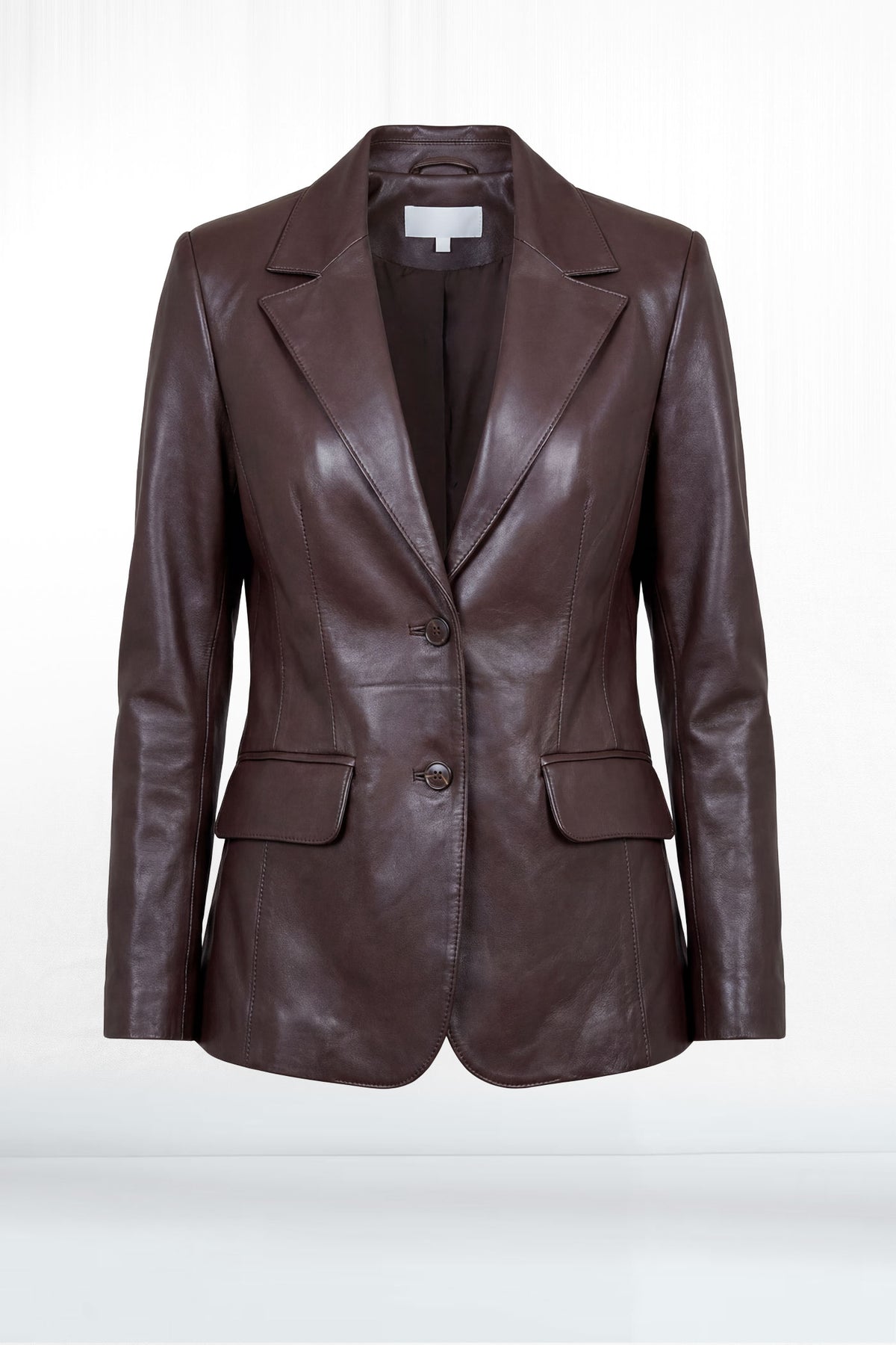 Kelsey Two Button Wide Lapel Leather Blazer