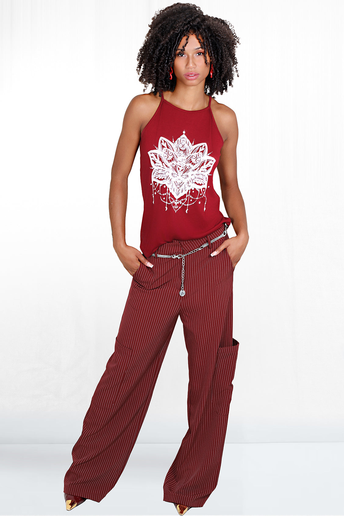 Logan Red Pinstripe Cargo Pant