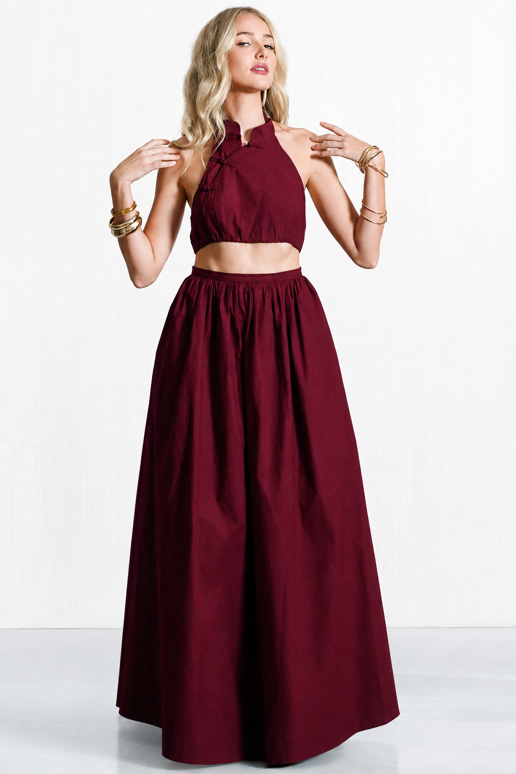 Olivia Cropped Top Skirt Set