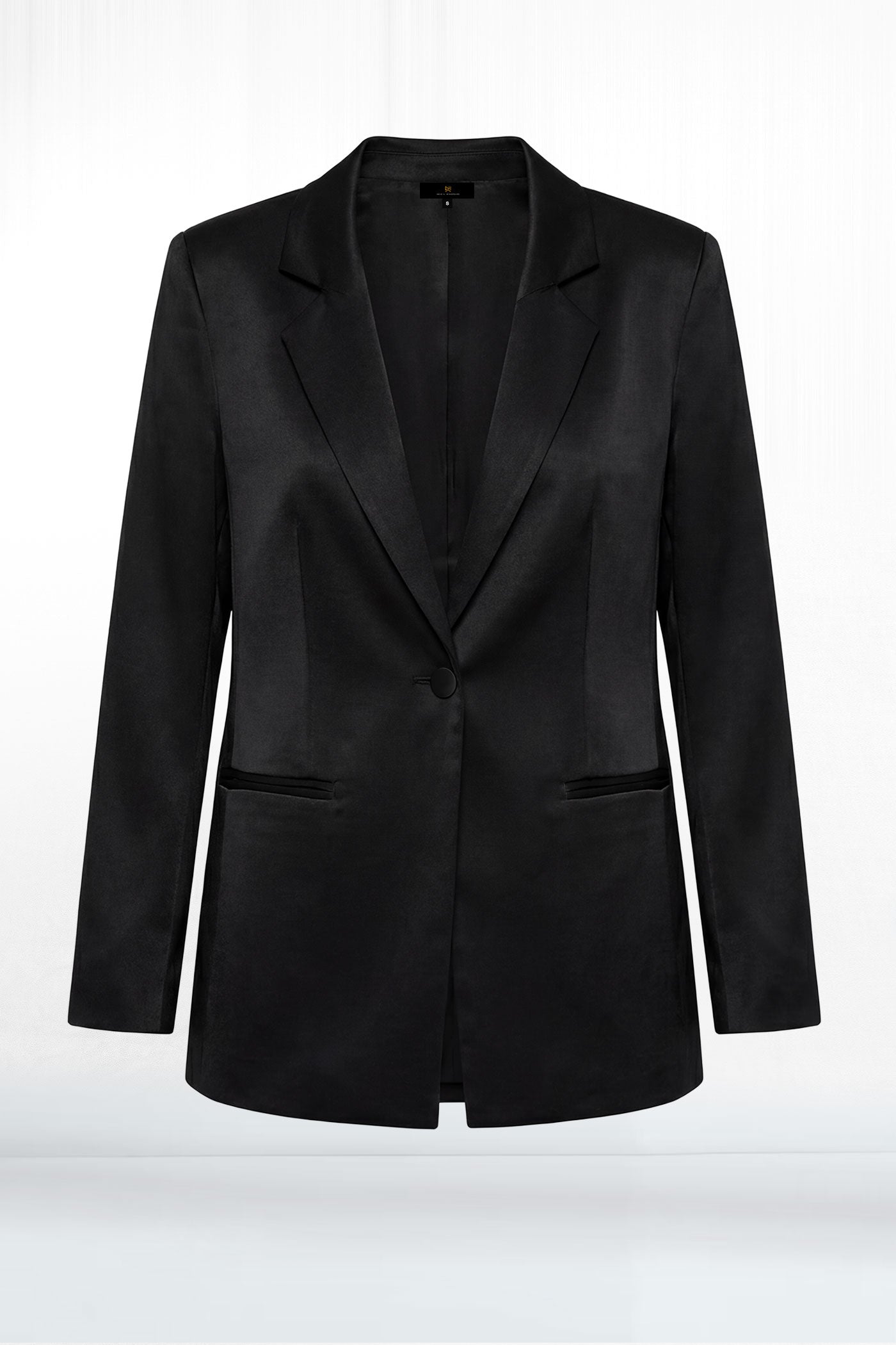 Natalia Black Two Button Straight Fit Textured Blazer