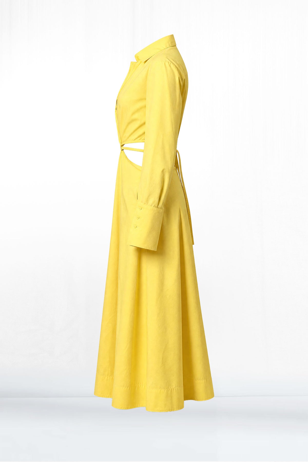 Peacock Yello Long Sleeve Side Cutout Dress