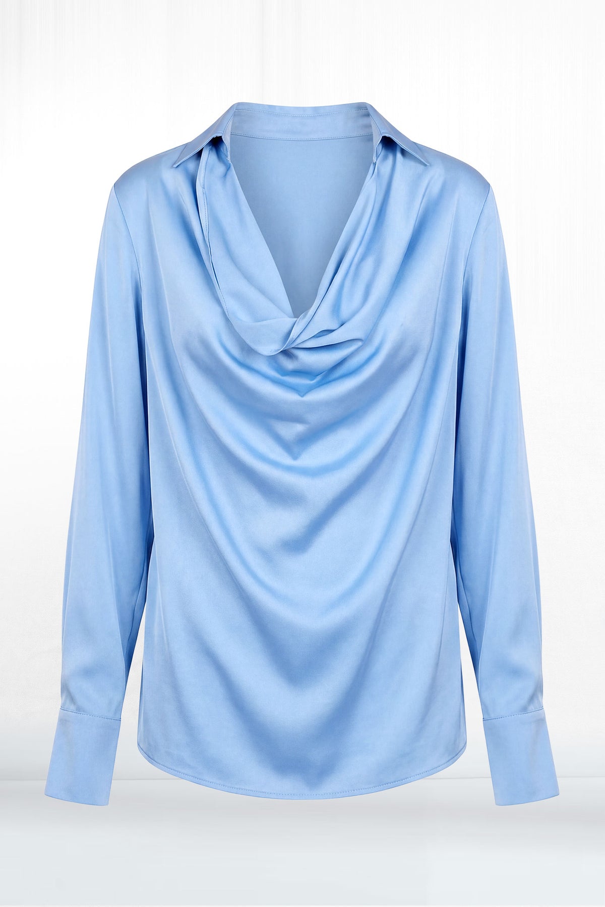 Penelope Long Sleeve Collared Cowl Neck Silky Top