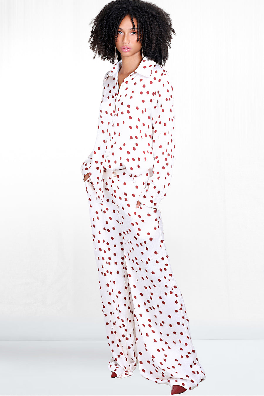 Sloan Wide Leg Polkadot Pajama Inspired Bottoms