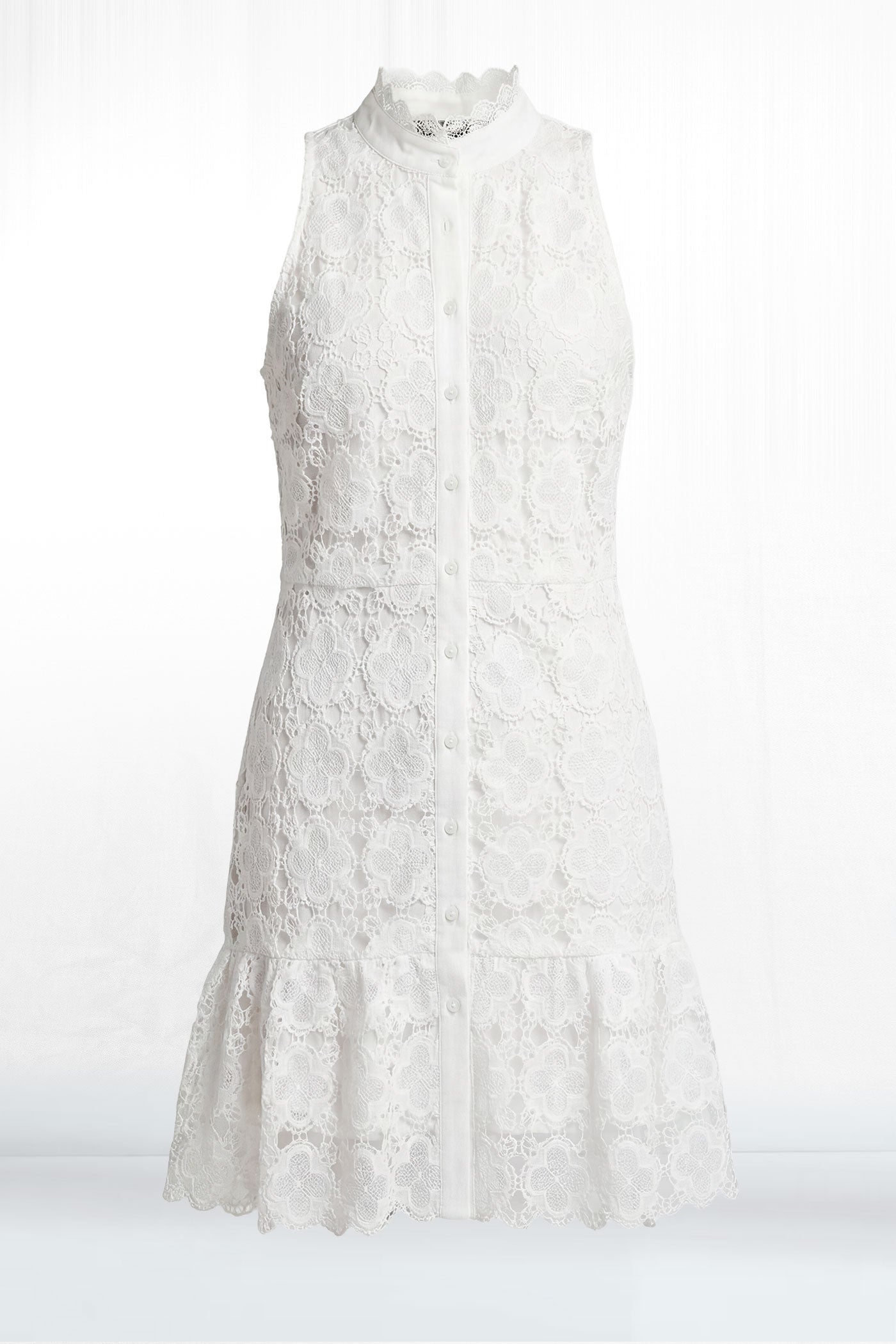 Regan Sleeveless High Collar Crochet A-Line Mini Dress