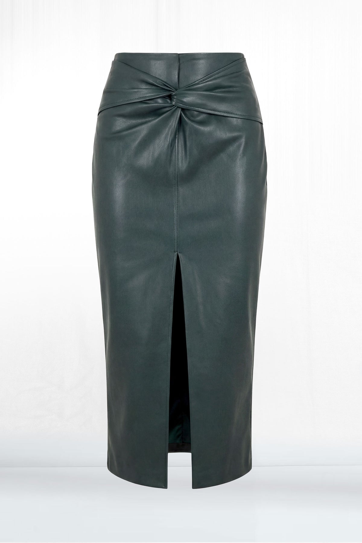 Rhonda Twist Knot Waist Faux-leather Skirt