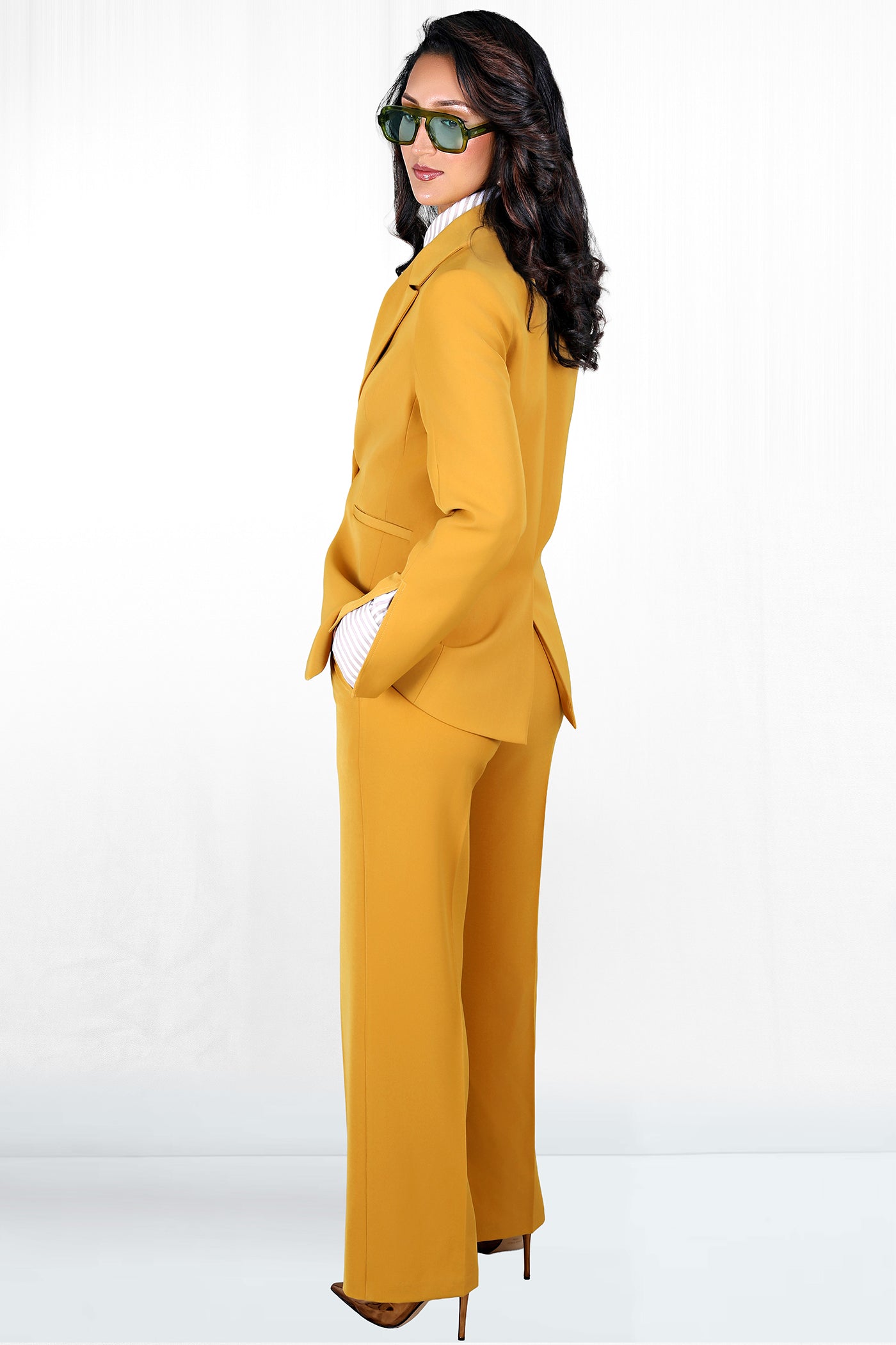 Rosali One Button Slim Fit Slit Sleeve Blazer