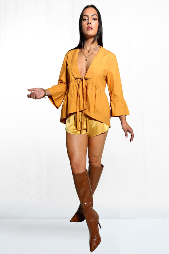 Ruffle Waist Bow Top