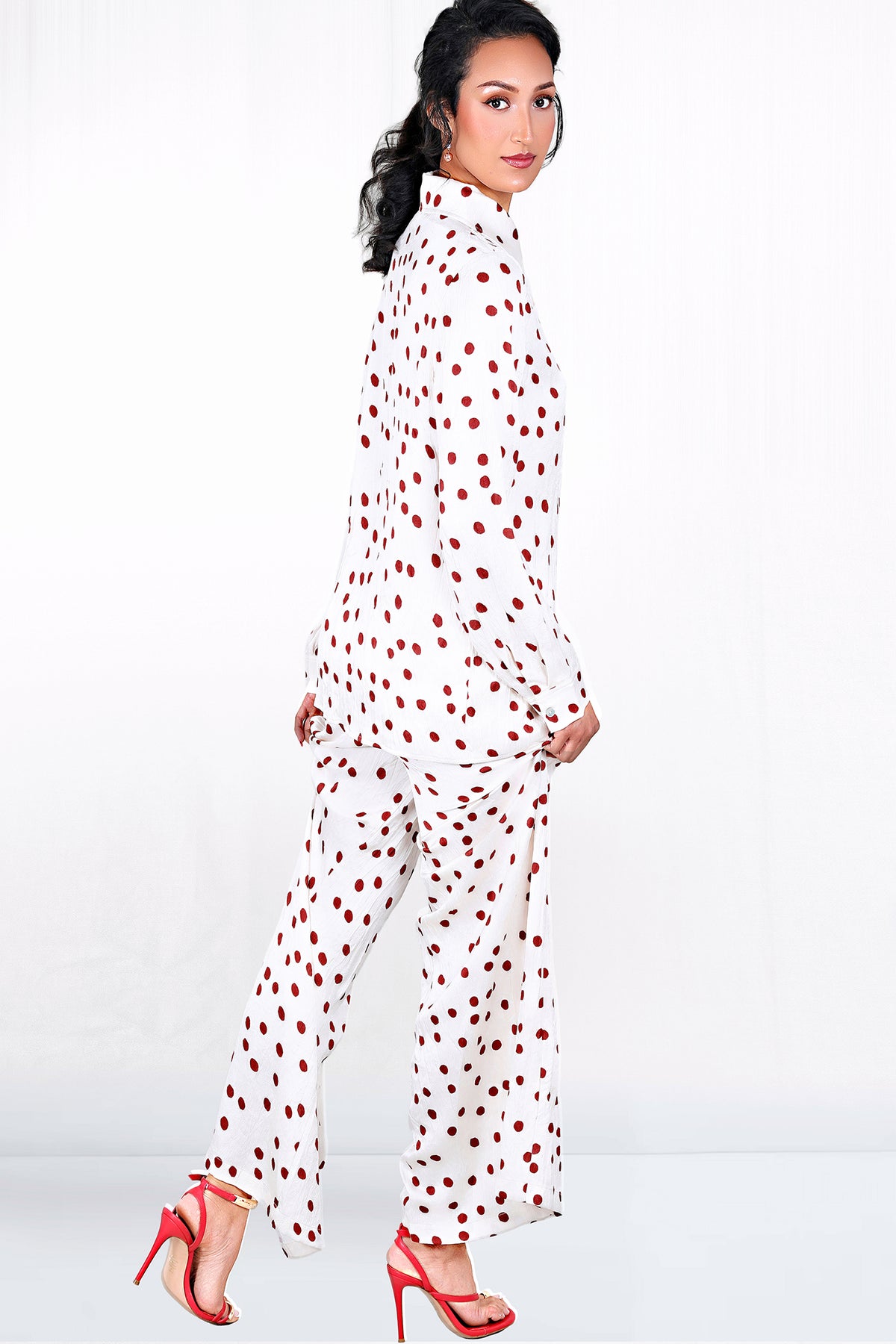 Sloan Wide Leg Polkadot Pajama Inspired Bottoms