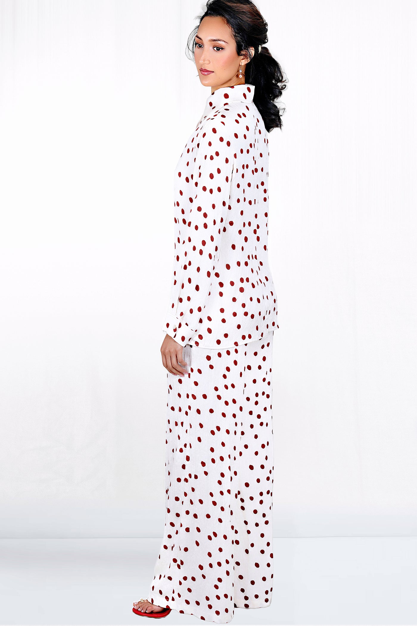 Sloan Long Sleeve Button Down Pajama Inspired Top