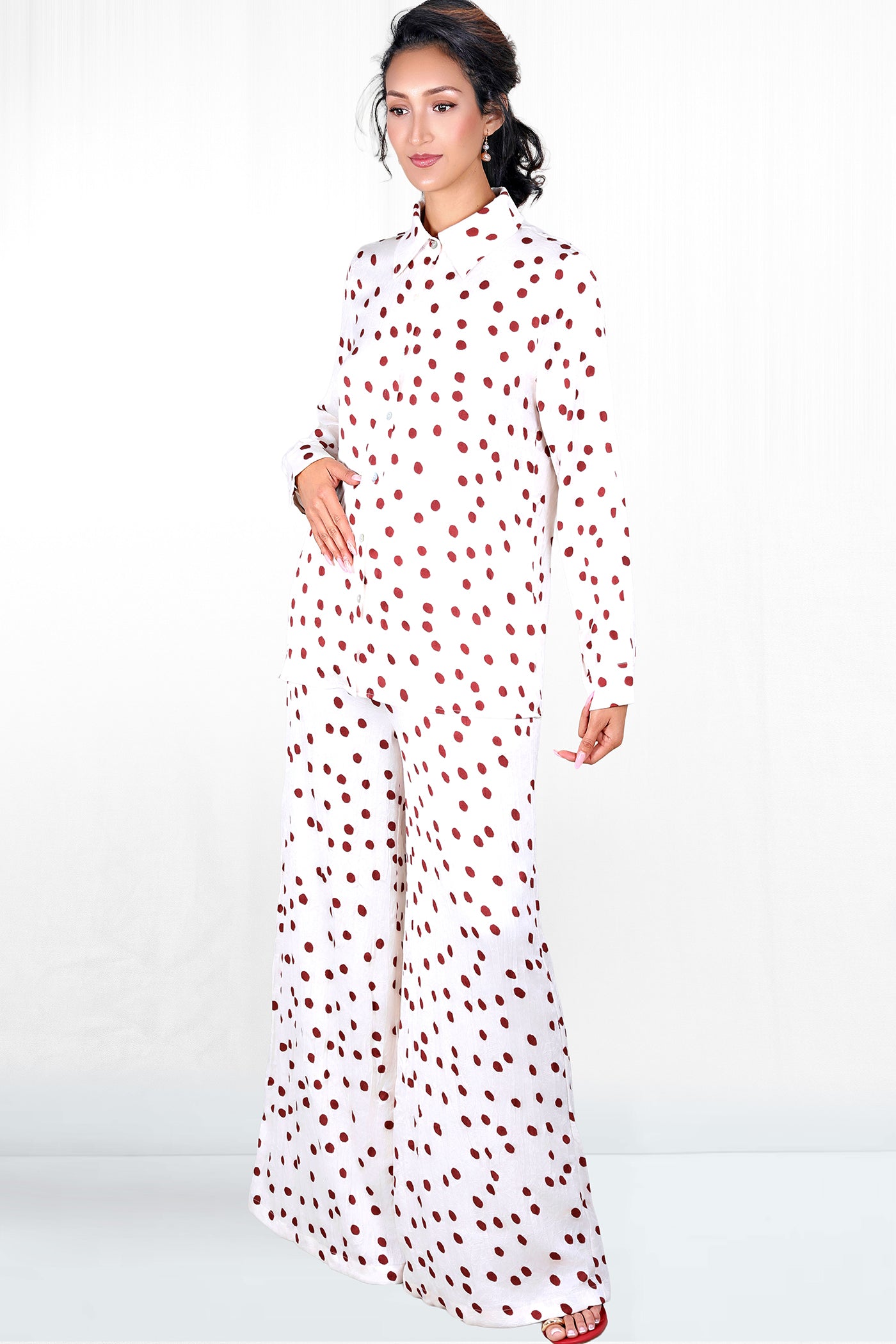 Sloan Long Sleeve Button Down Pajama Inspired Top