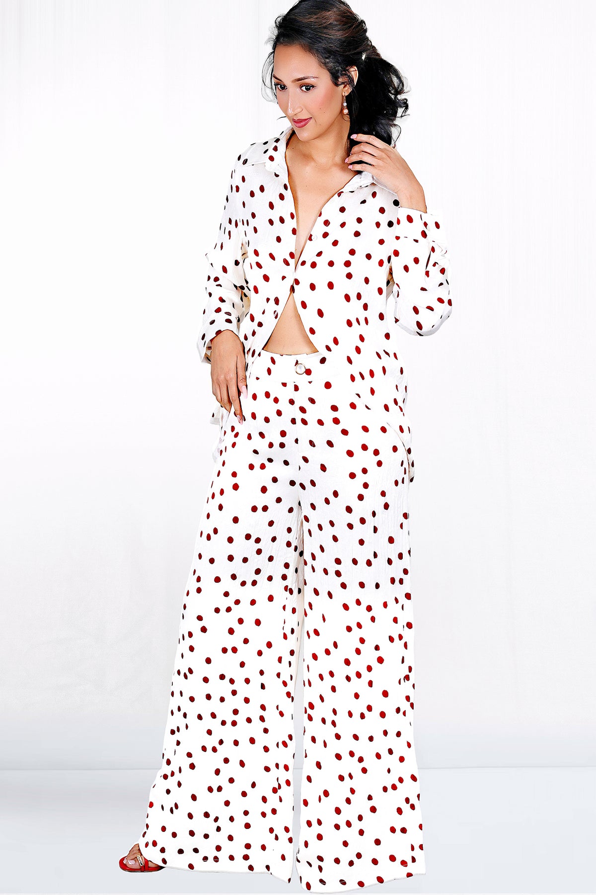 Sloan Long Sleeve Button Down Pajama Inspired Top