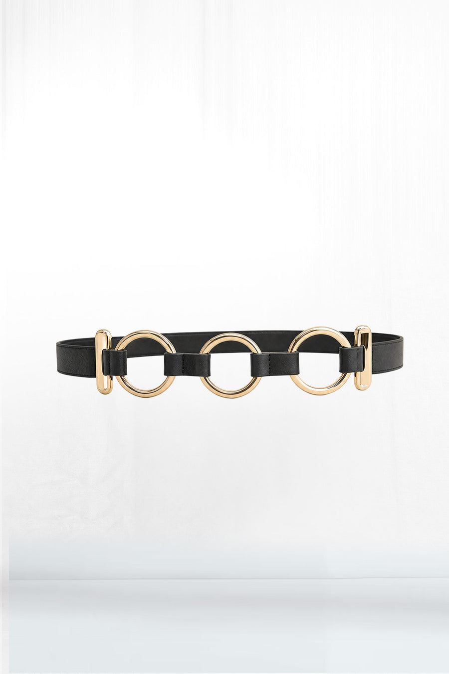 Three Ring Gold Loop Leather Belt