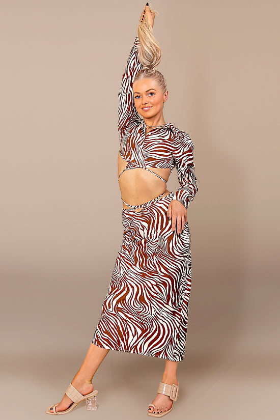 Zebra Waist Tie Maxi Dress