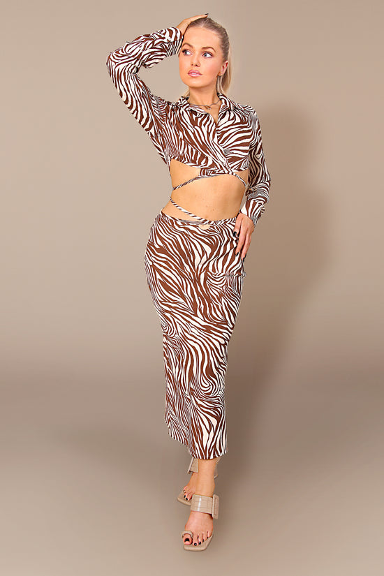 Zebra Waist Tie Maxi Dress