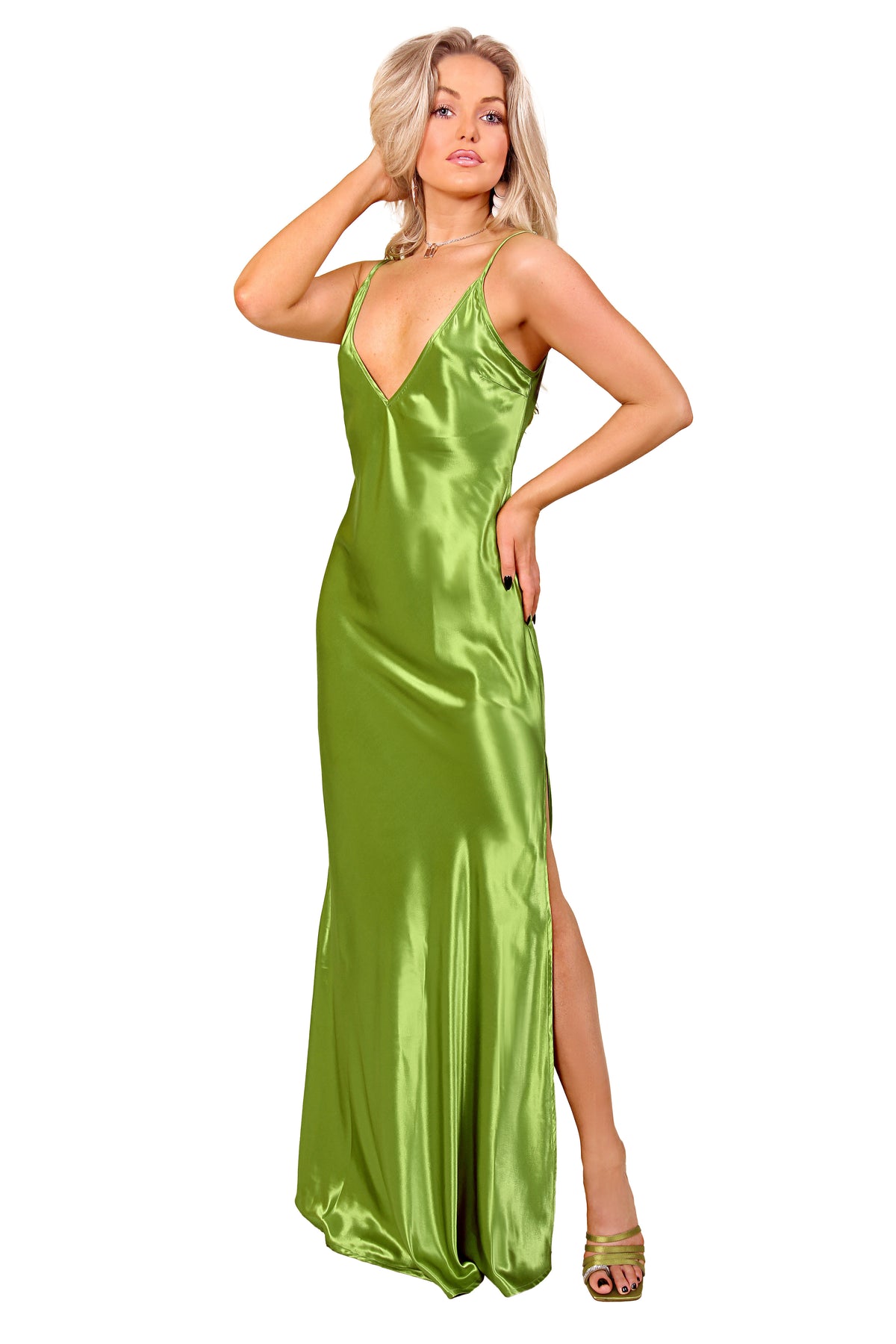 Roxie Spaghetti Strap Figure Hugging Maxi Slip Dress