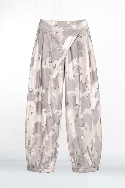 Annette Wide Leg Cotton Camo Trousers