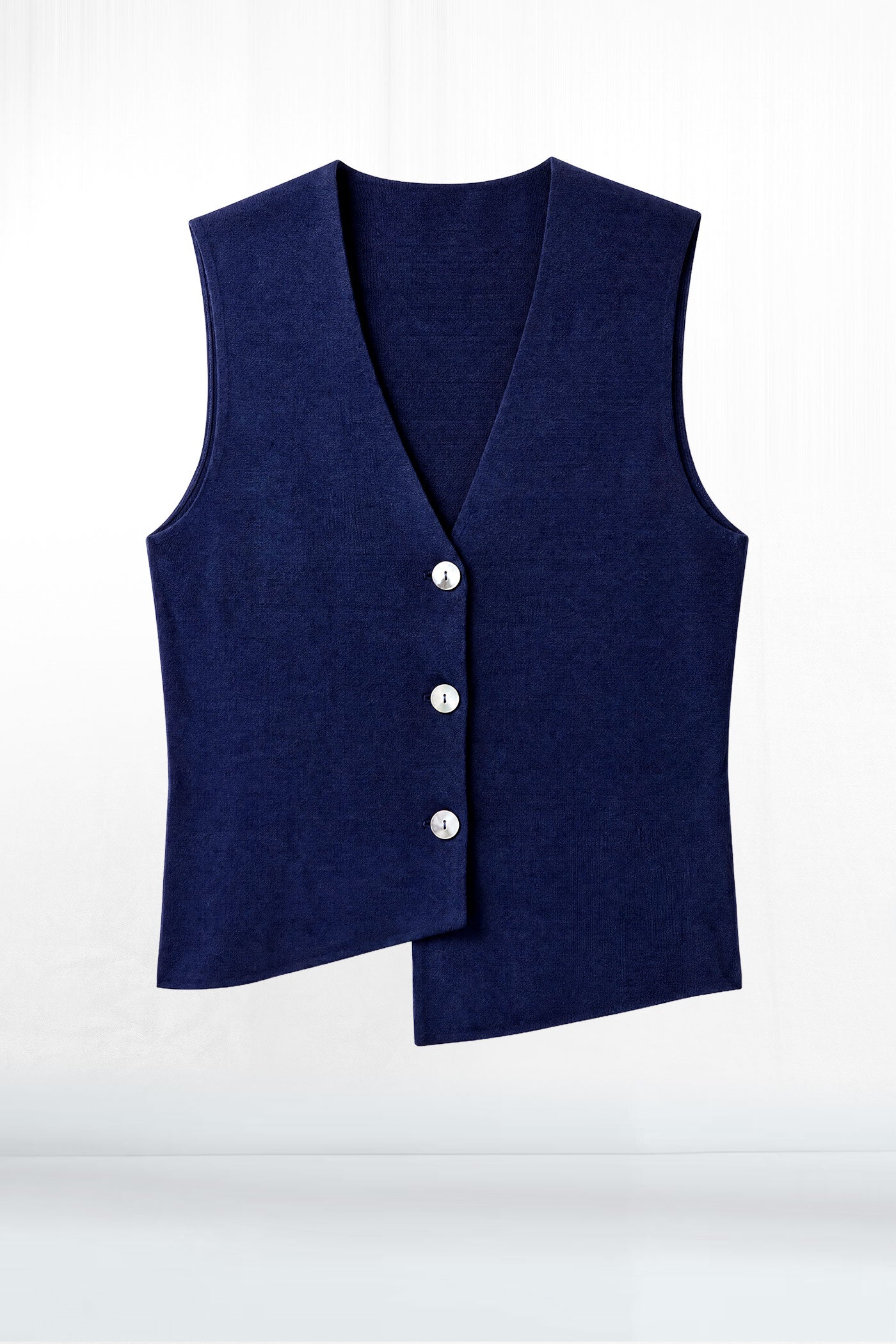 Asymmetrical Three Button Navy Vest