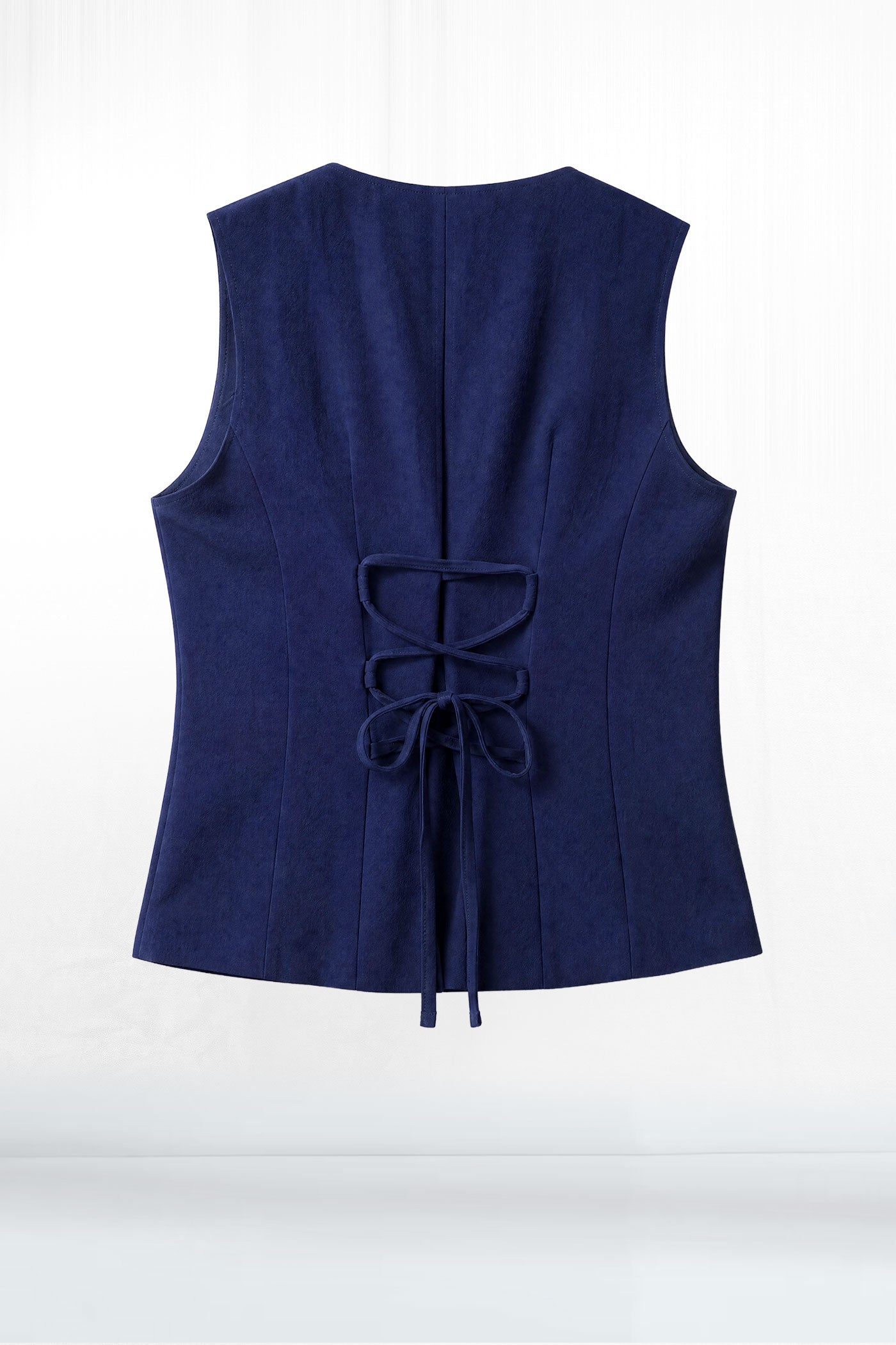 Asymmetrical Three Button Navy Vest