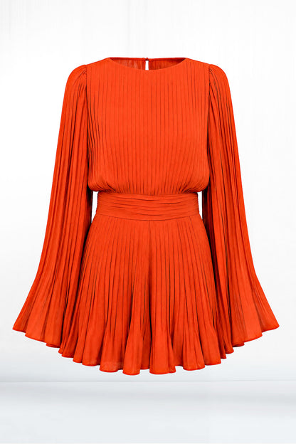 Aurora Batwing Sleeve Wide Waist Pleated Romper
