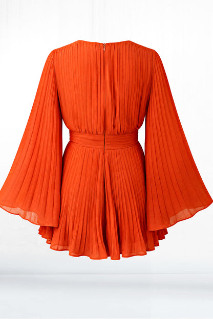 Aurora Batwing Sleeve Wide Waist Pleated Romper