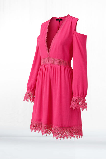Ava Lace Long Sleeve Cutout Shoulder Dress