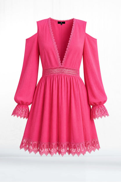 Ava Lace Long Sleeve Cutout Shoulder Dress