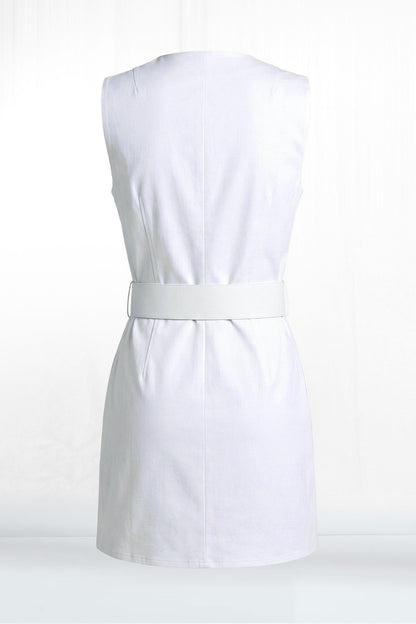 Charlotte Sleeveless Button Front Pocket Denim Dress