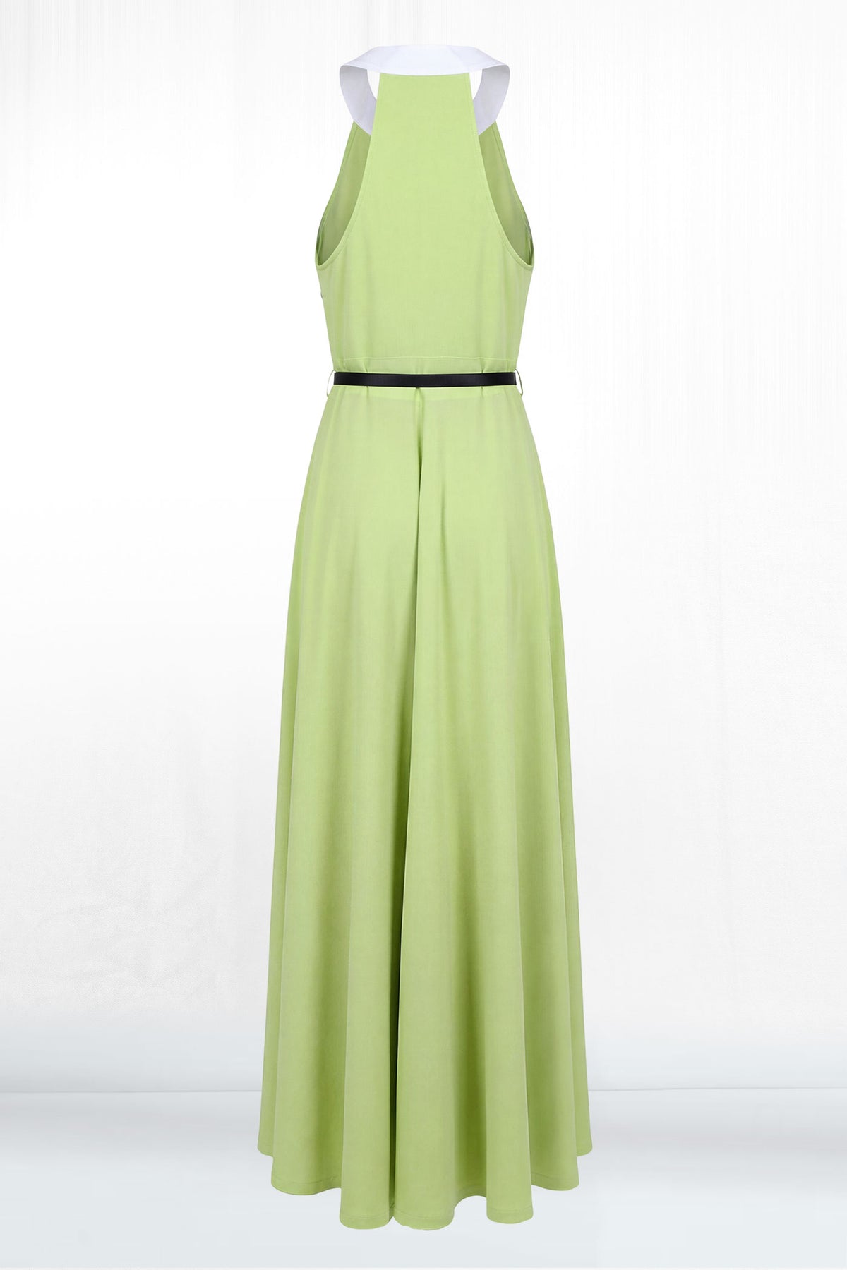Talia Sleeveless White Collar Shirt Dress - Lime 