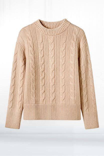 Crew Neck Spring Cable Sweater