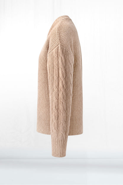 Crew Neck Spring Cable Sweater