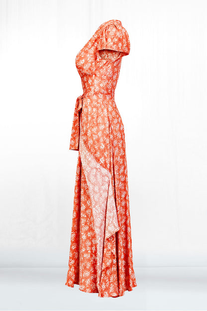 Elsa Short Sleeve Spring Print Maxi Dress