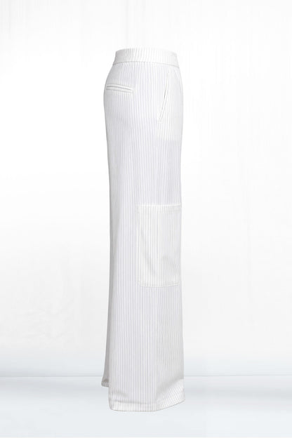 Evelyn Full Length White Pinstripe Pant
