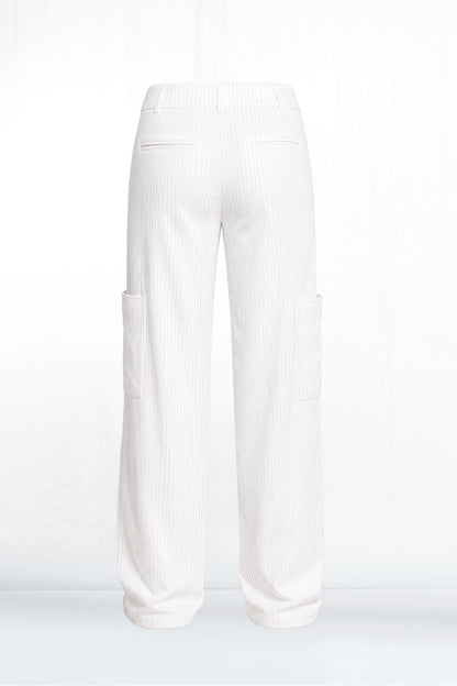 Evelyn Full Length White Pinstripe Pant