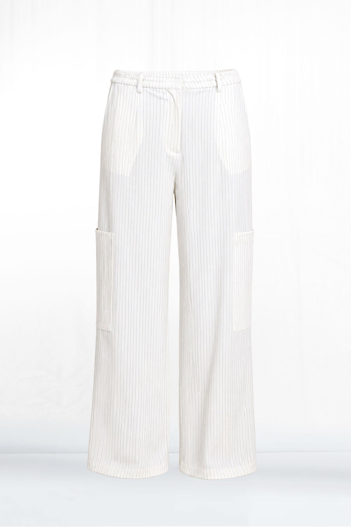 Evelyn Full Length White Pinstripe Pant
