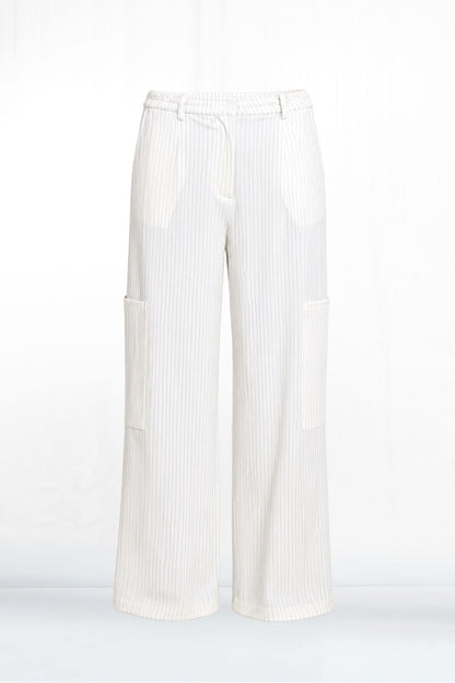 Evelyn Full Length White Pinstripe Pant