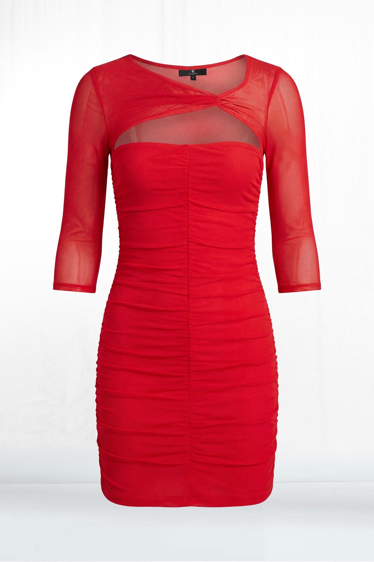 Fiona Mesh Cutout Ruched Mini Dress