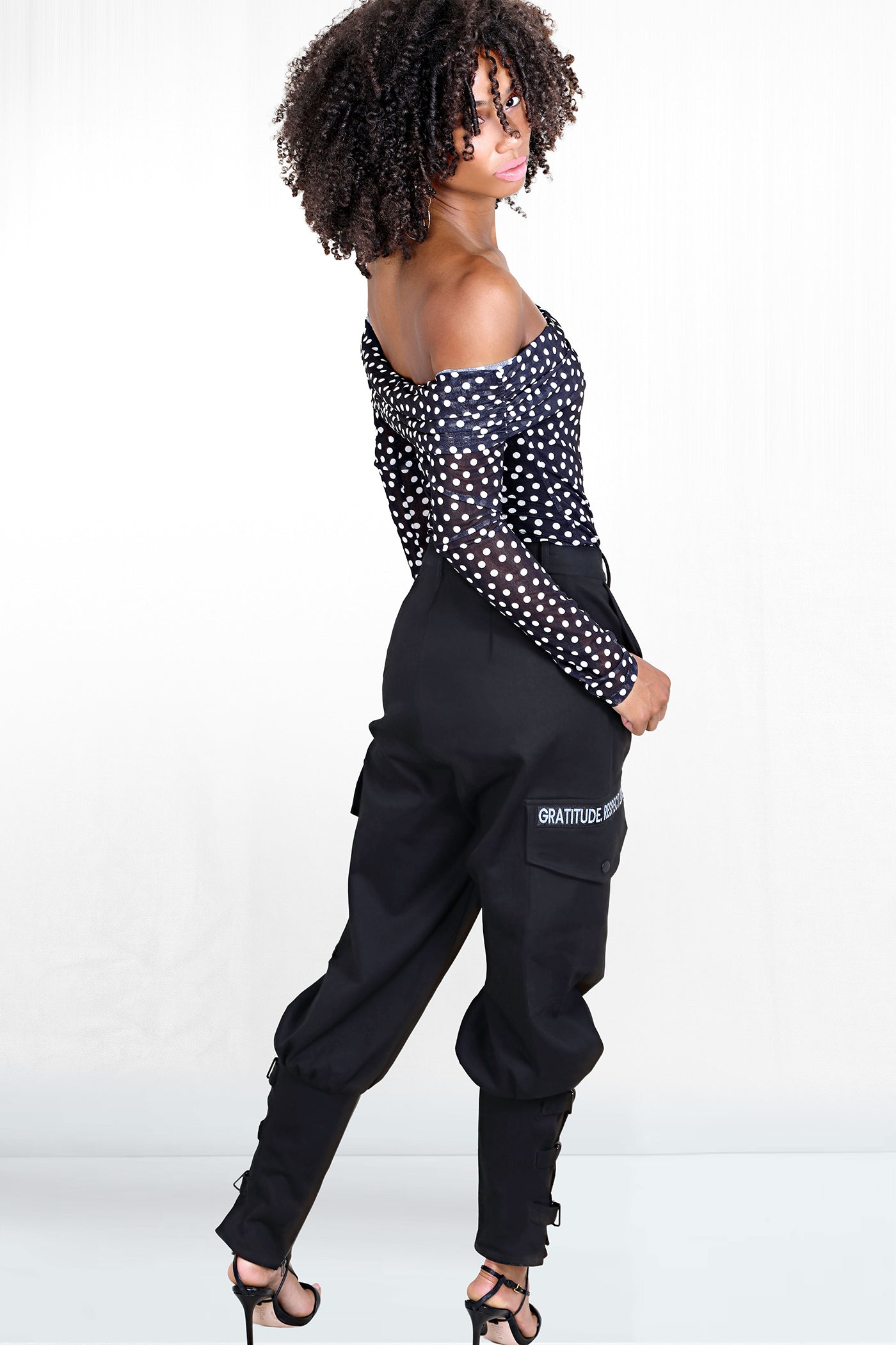 GRL Signature Snap Cargo Criss Cross Ankle Black Pant