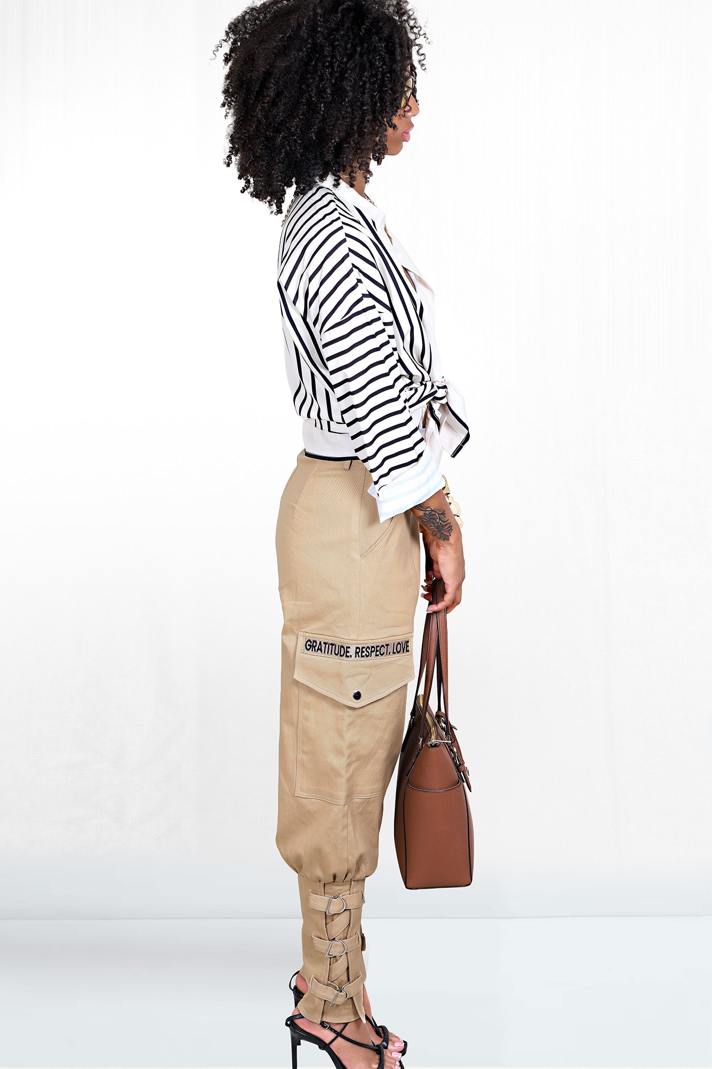 GRL Signature Snap Cargo Criss Cross Ankle Chino Pant
