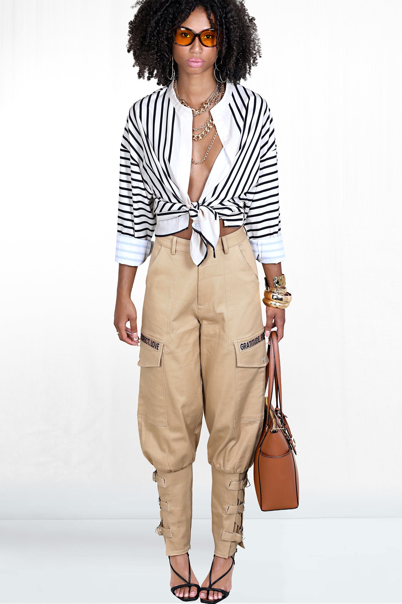 GRL Signature Snap Cargo Criss Cross Ankle Chino Pant