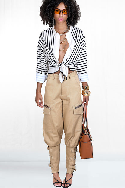 GRL Signature Snap Cargo Criss Cross Ankle Chino Pant