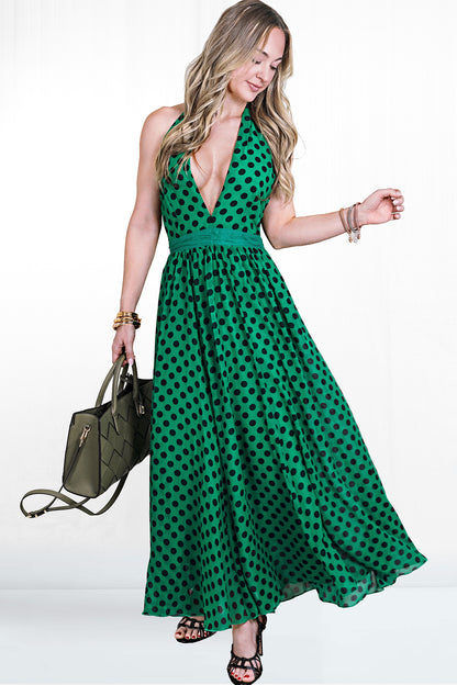 Jazzie Halter Tie Polka Dot Dress
