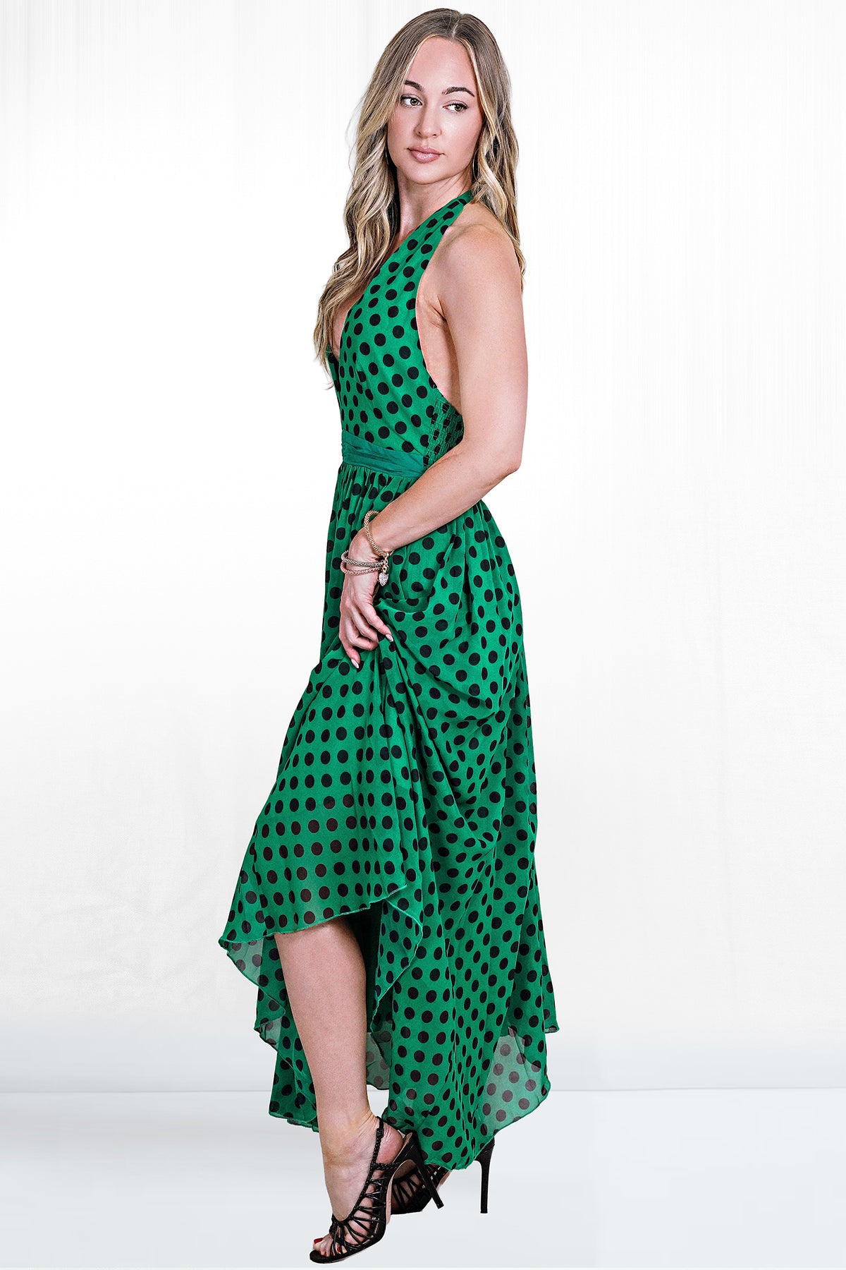 Jazzie Halter Tie Polka Dot Dress